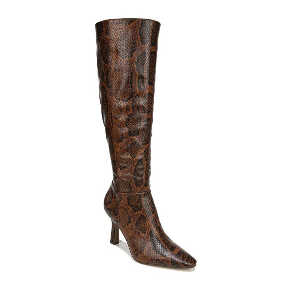 NWT SAM EDELMAN Womens Brown Almond Toe Kitten Heel Zip-Up Leather Boots 6